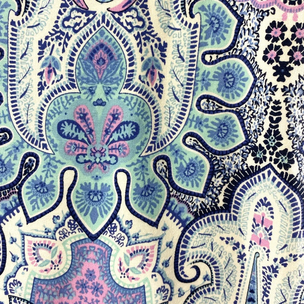 Talbots A Line Skirt Womens Size‎ 12 Blue Pink Artsy Print Cotton Blend Office